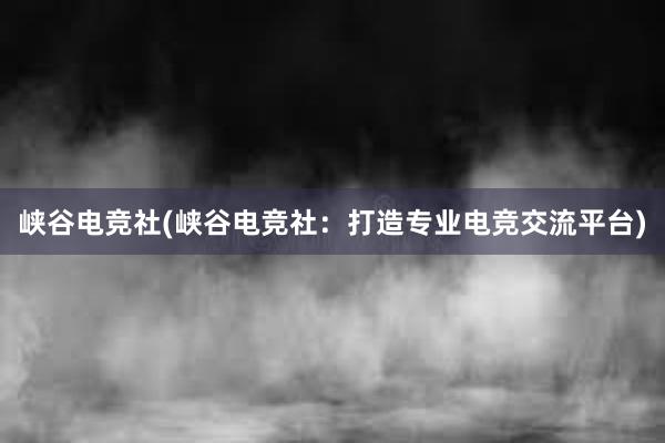 峡谷电竞社(峡谷电竞社：打造专业电竞交流平台)