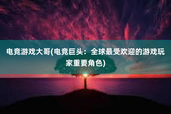 电竞游戏大哥(电竞巨头：全球最受欢迎的游戏玩家重要角色)