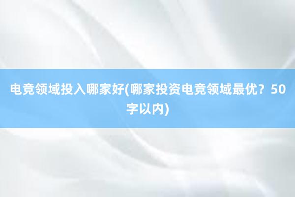 电竞领域投入哪家好(哪家投资电竞领域最优？50字以内)